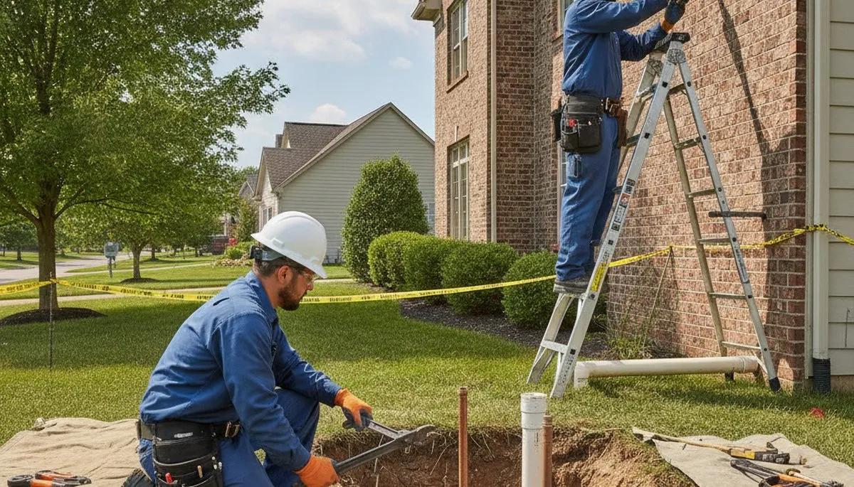 Columbus, OH plumber repairing a residential pipe for plumbing repair services